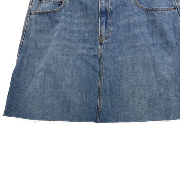 Old Navy Womens Denim Mini Skirt Size 14 Medium Wash Frayed Hem 100% Cotton - Picture 9 of 10